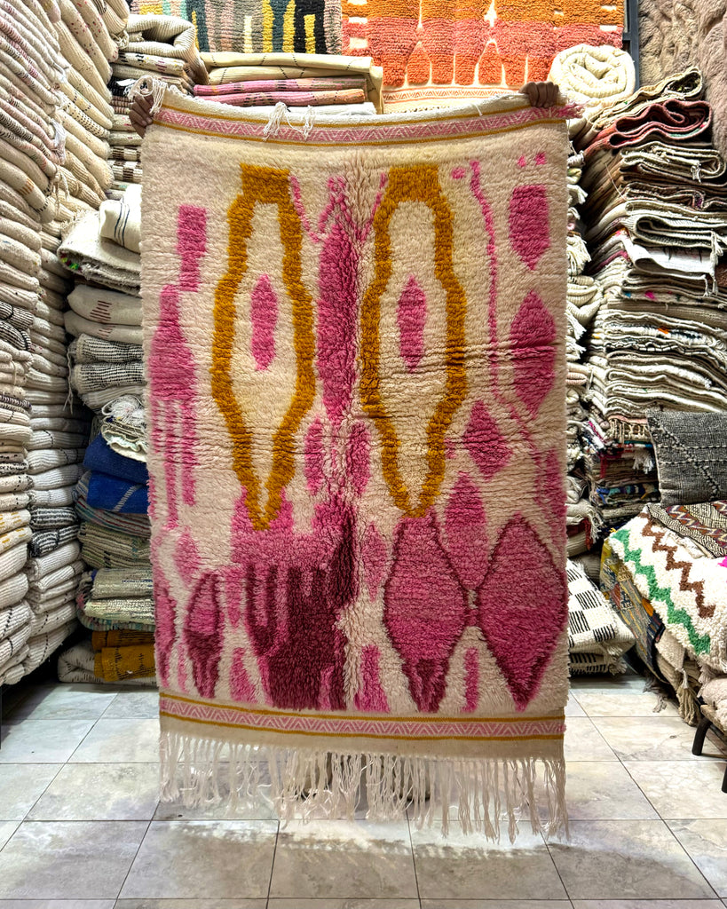 Azilal vloerkleed roze/geel 102 x 148 cm